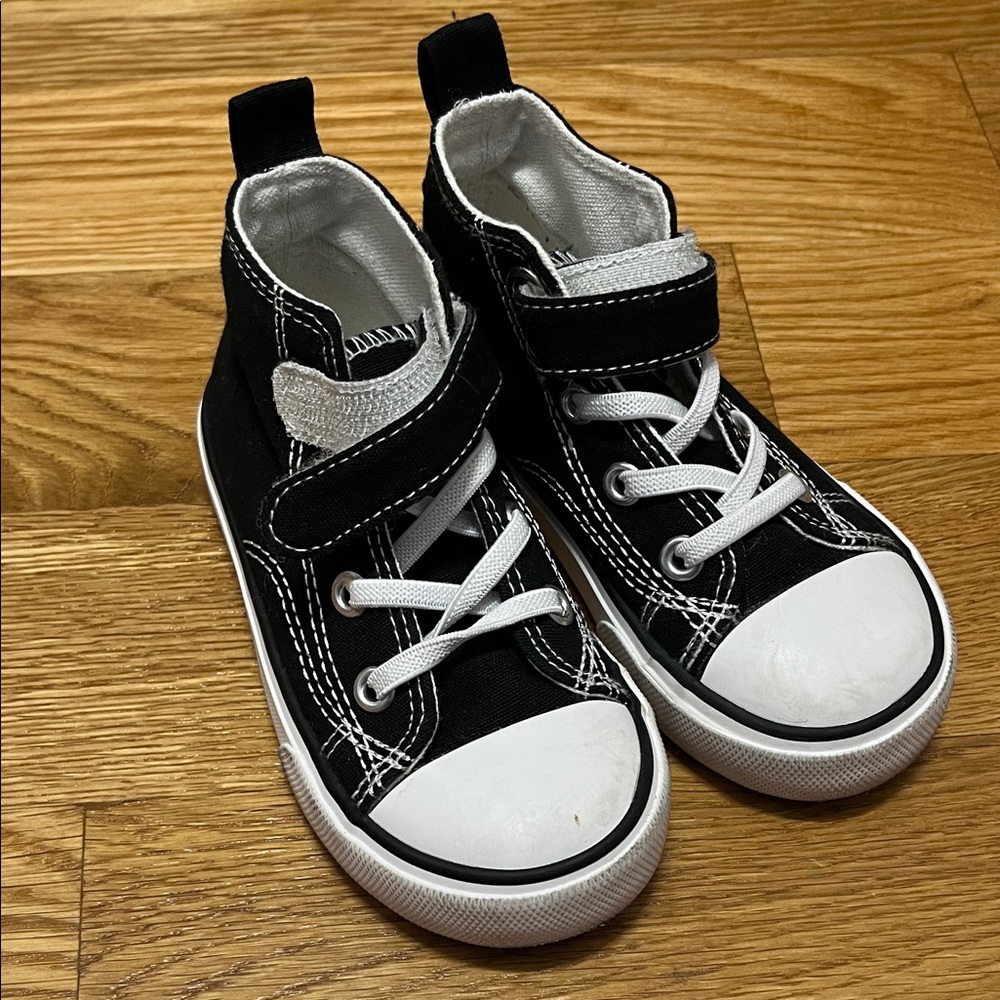 Black and White Kids High-Top Sneakers
